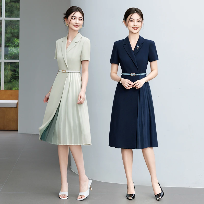 芭妃娅职业西装连衣裙女夏季新款收腰显瘦设计感时尚洋气职场通勤
