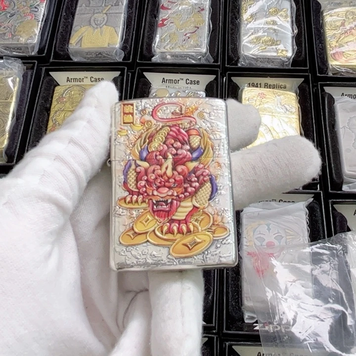 铁镜面铜镀银彩绘貔貅