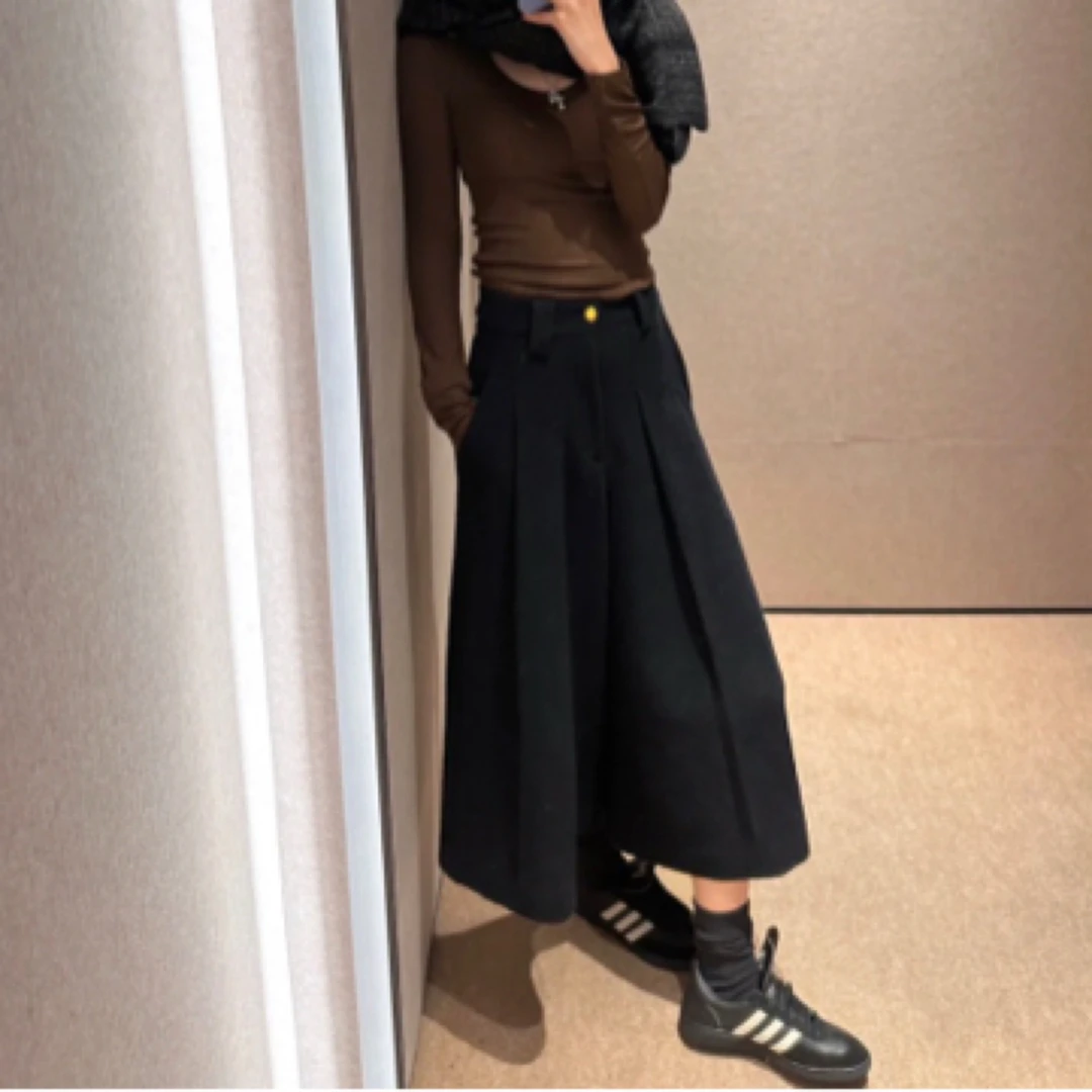 99新 GUCCI/古驰 W108555/A字百褶中长款裤裙/尺码36