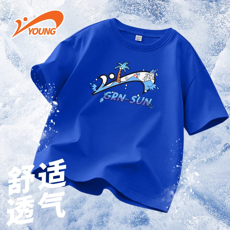 贵人鸟儿童童装印花卡通动漫中性T恤纯棉短袖透气上衣舒适男女童