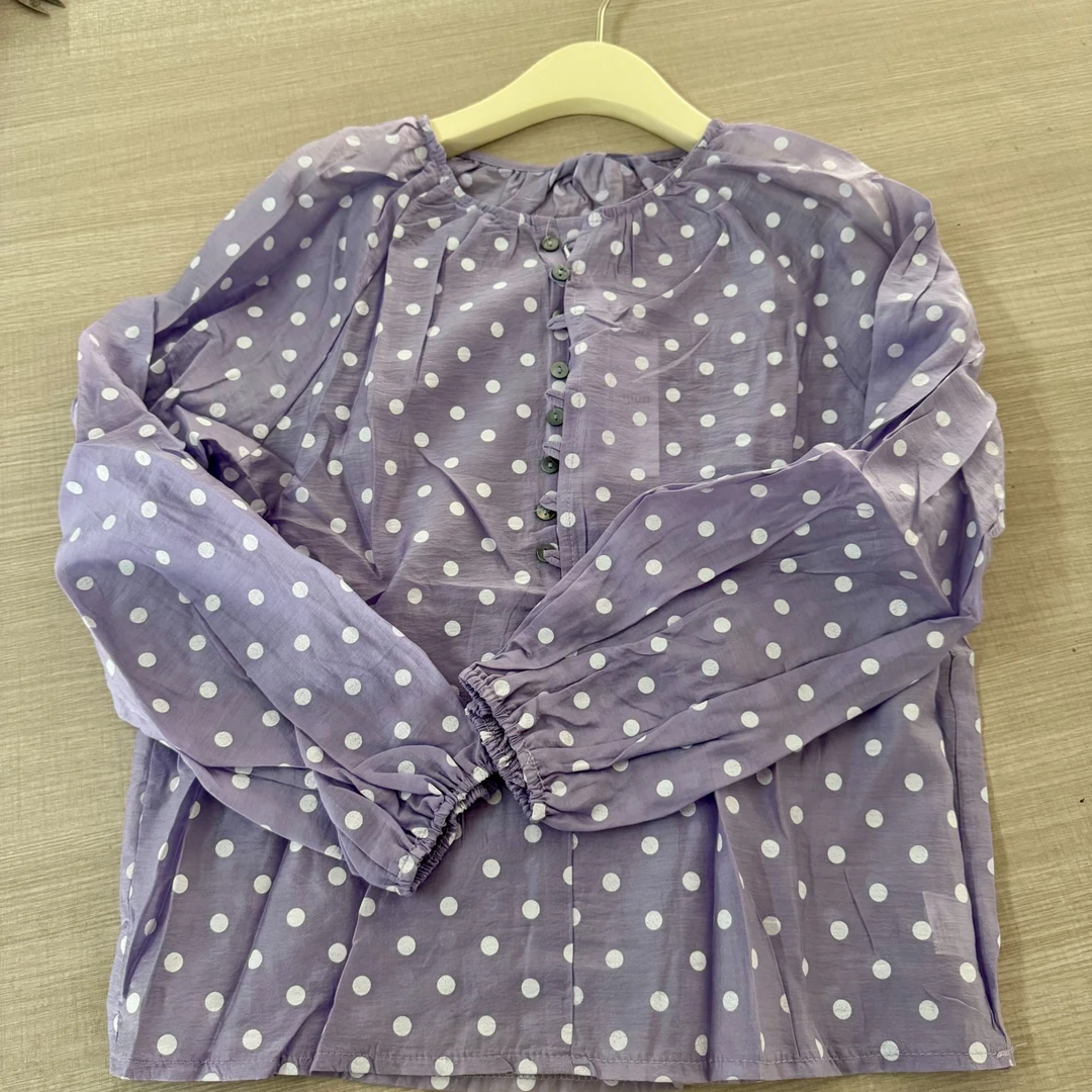 设计感纽扣小衫波点长袖衬衣女2025夏季新款法式气质洋气15060