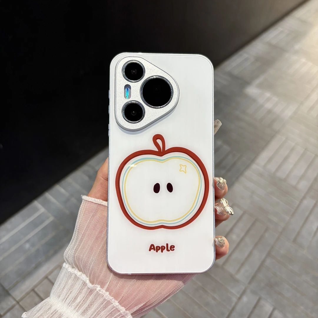 苹果/华为/oppo/vivo/小米 线条苹果适用pura70肤感玻璃手机壳