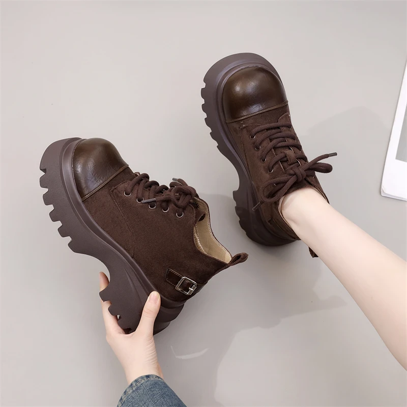 低帮厚底马丁靴女2025年秋冬新款百搭防滑增高小个子加绒短靴子潮