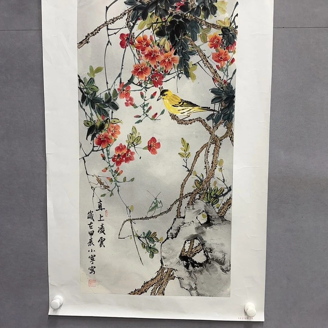 国画亲笔手绘原创三幅画作安排教科书