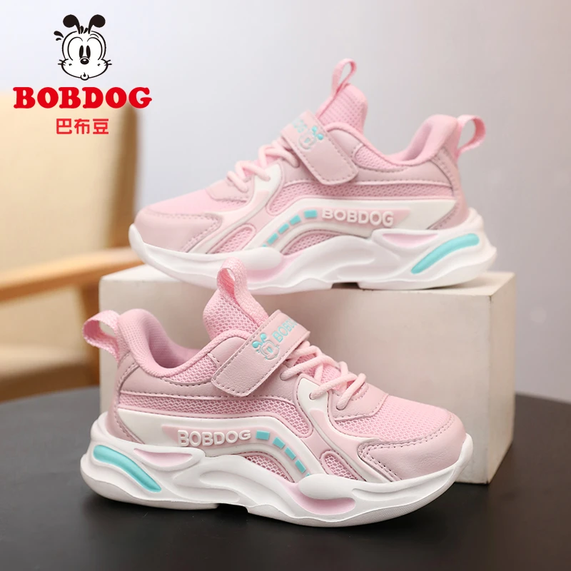 巴布豆女童运动鞋秋季轻便透气网面潮鞋儿童中大童女孩子休闲跑鞋