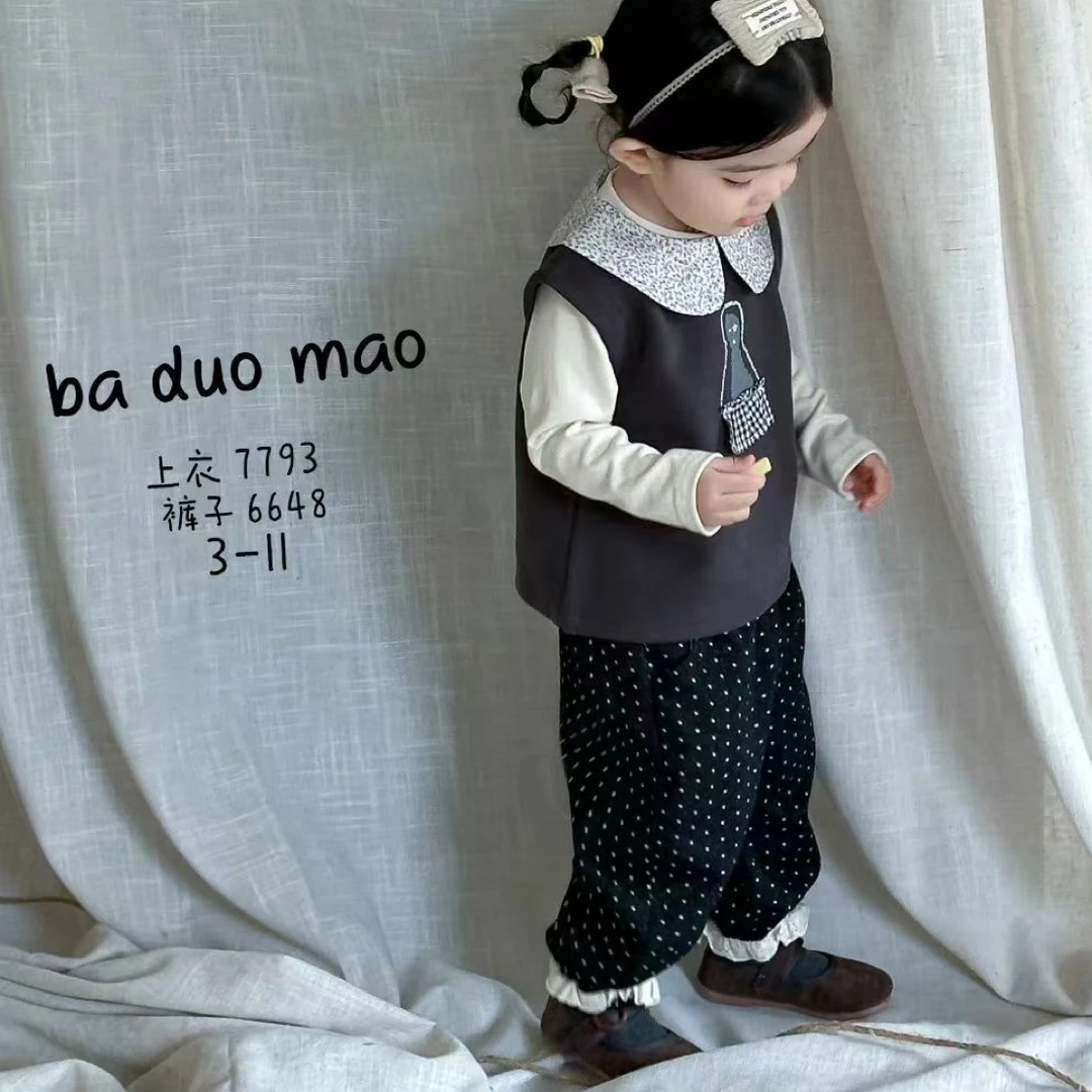 2025女童两件套上衣打底衫➕背心宝宝款韩系穿搭风格上衣