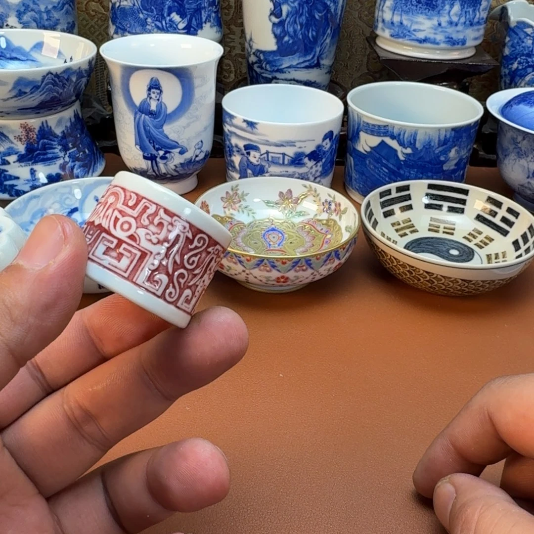 缪***胆杯子陶景德镇全手工手绘陶瓷