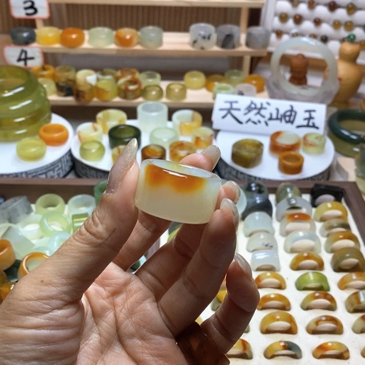 擒***生蛇纹石玉未镶嵌戒指岫玉精品指环内径 20.5