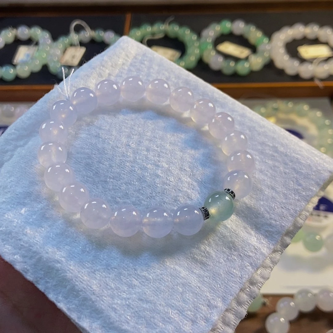 定制翡翠未镶嵌翡翠手串卡9+