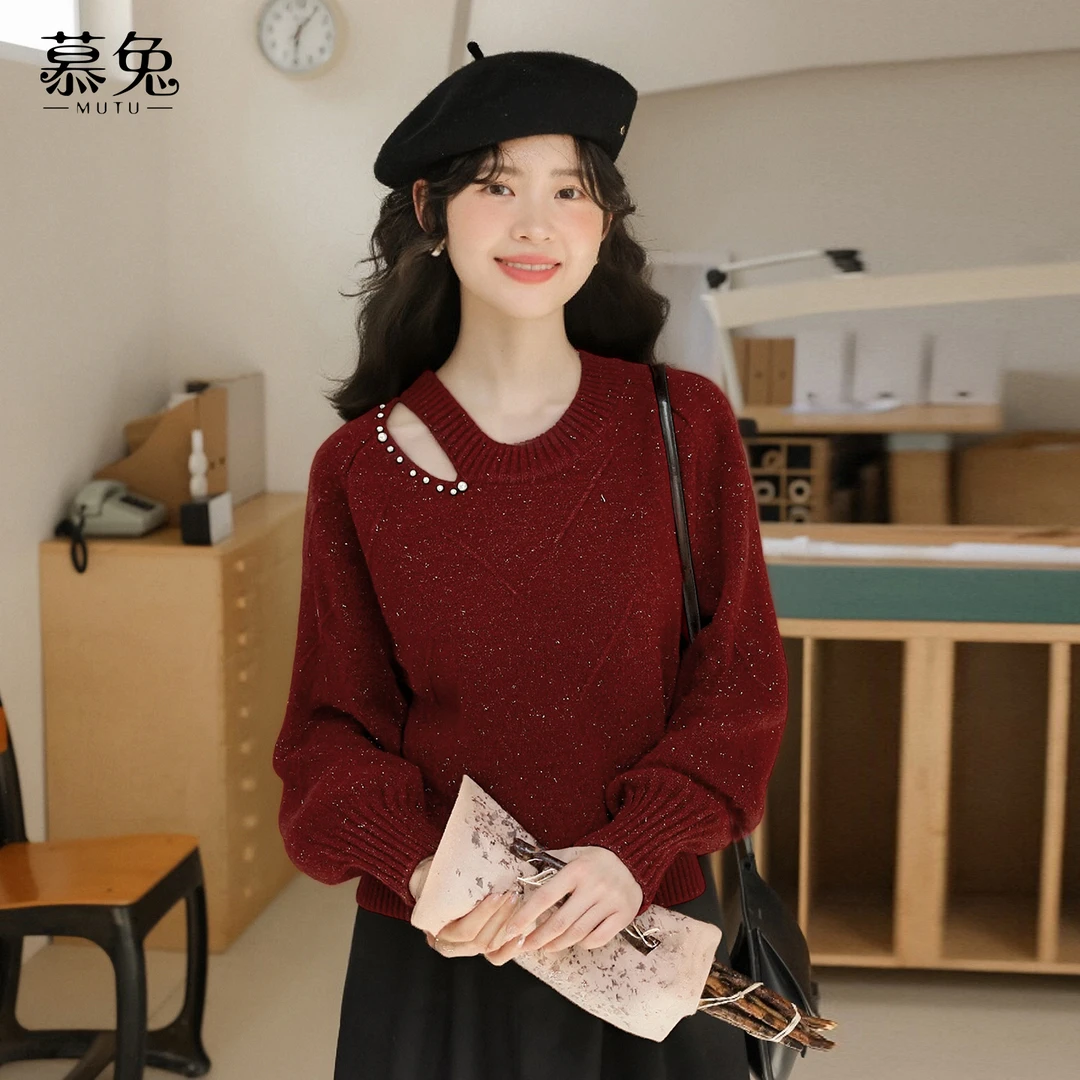 【小铃铛】TU31500法式重工套头毛衣冬季别致高级感宽松针织上衣