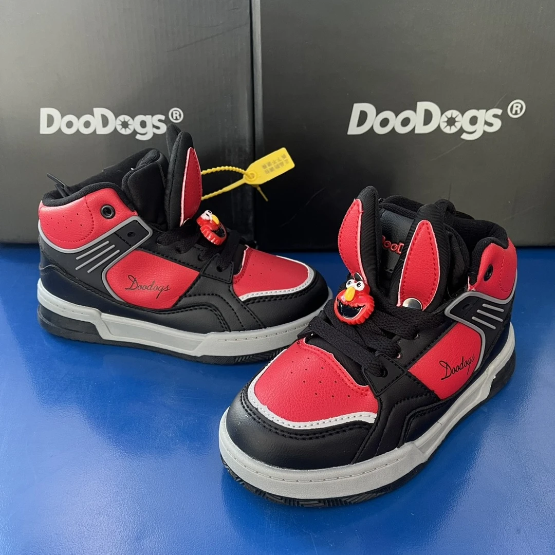 23233男女同款春季新款兔耳朵头层皮护脚休闲板鞋舒适软底运动鞋