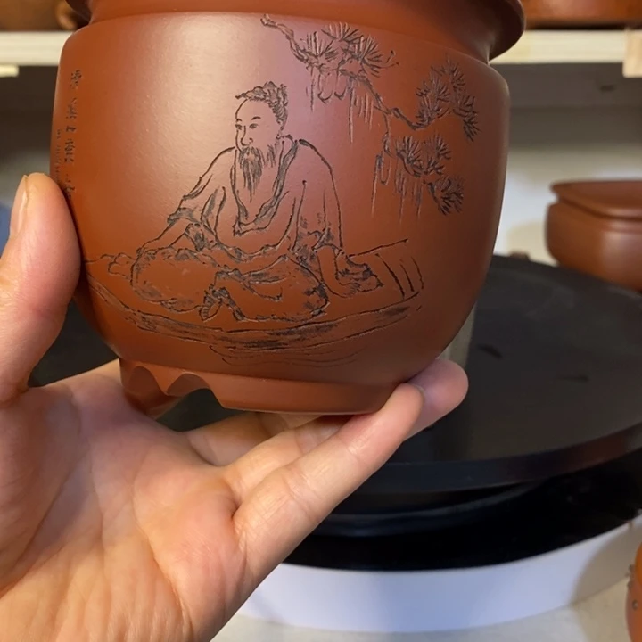 紫砂紫砂花盆手工制作工艺晶*