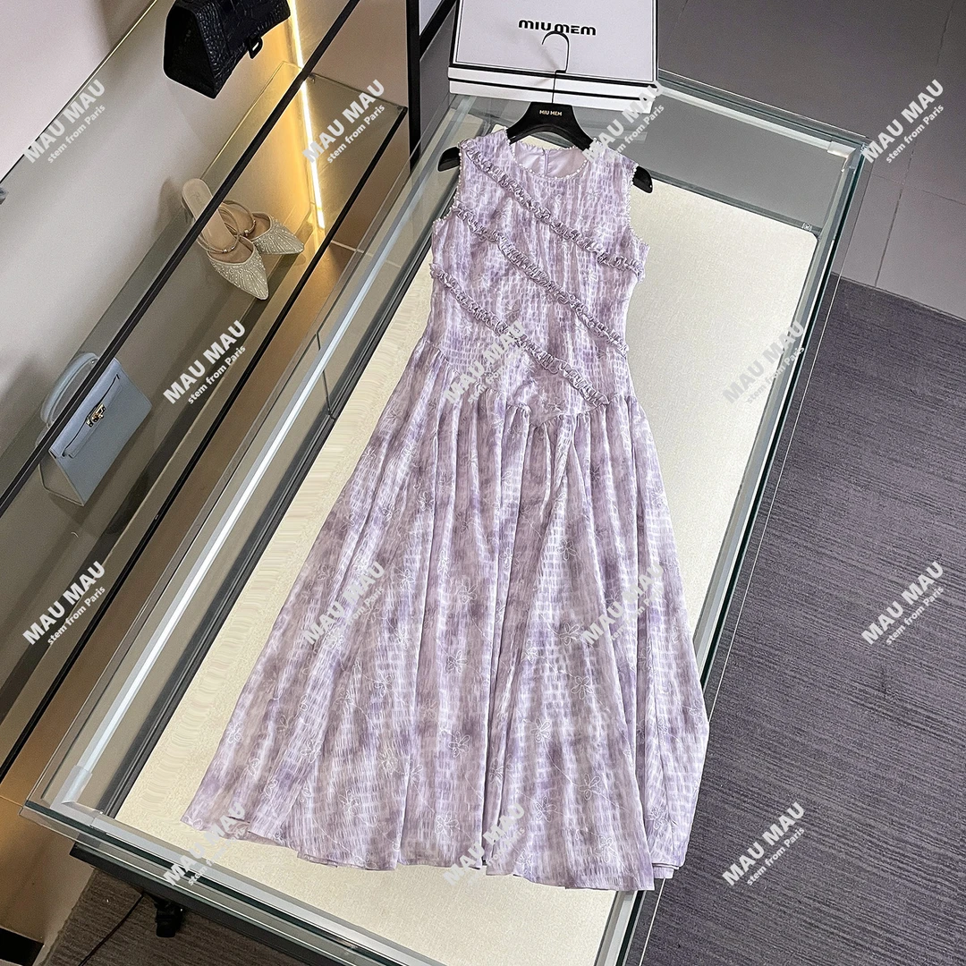 【紫情弥漫】法式甜美温柔度假风减龄气质背心连衣裙女DY7351