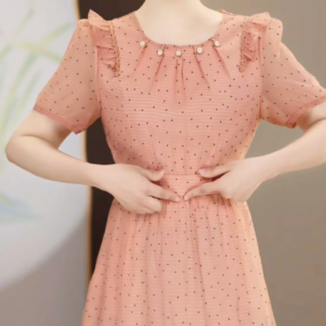 A0693夏季高腰显瘦气质新中式国风连衣裙