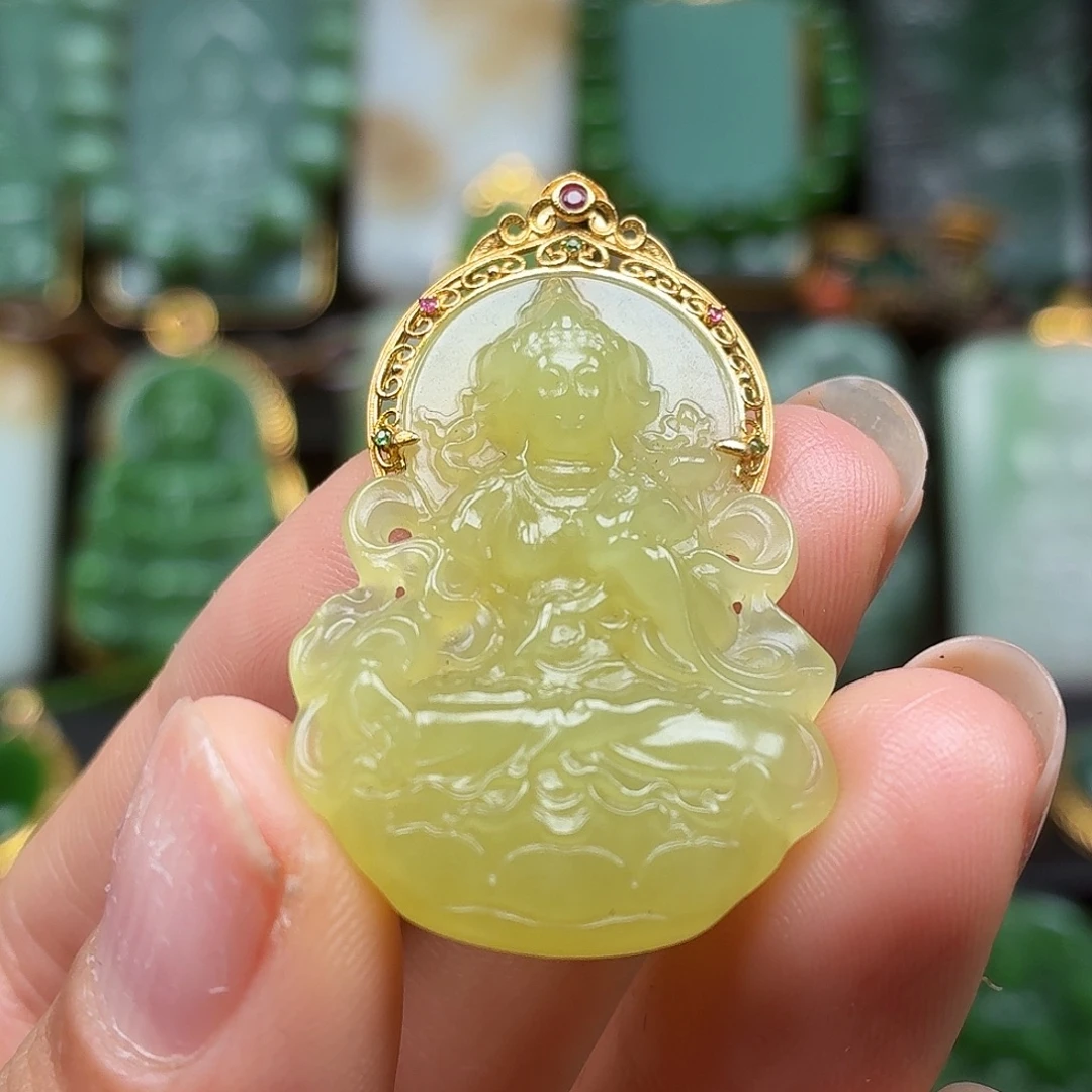和田玉18K金镶嵌颈饰