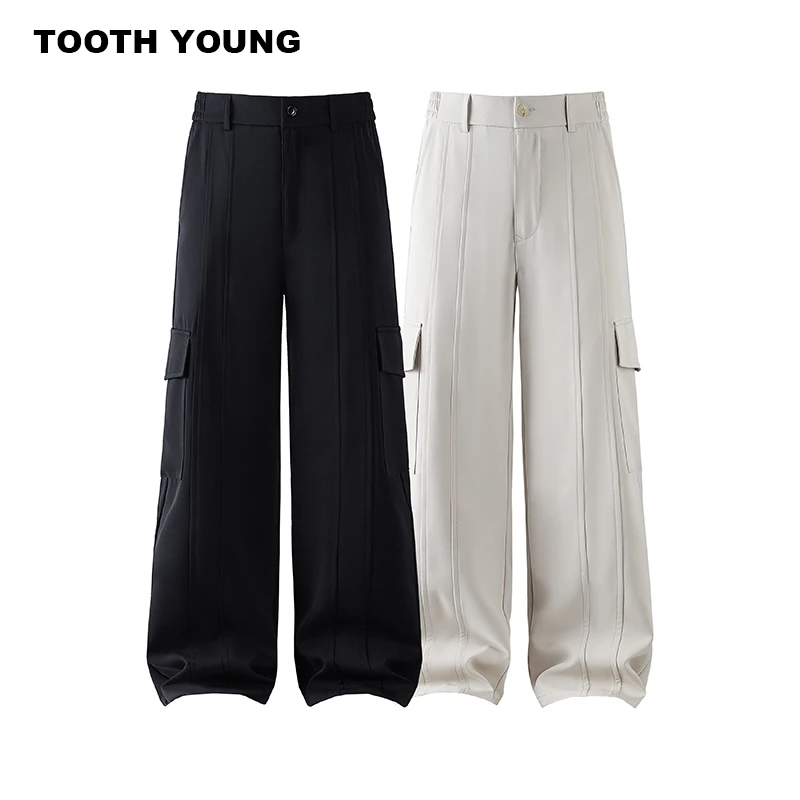 TOOTH YOUNG ‘闲情漫步裤’半松紧中腰宽松男士日常显瘦直筒裤子
