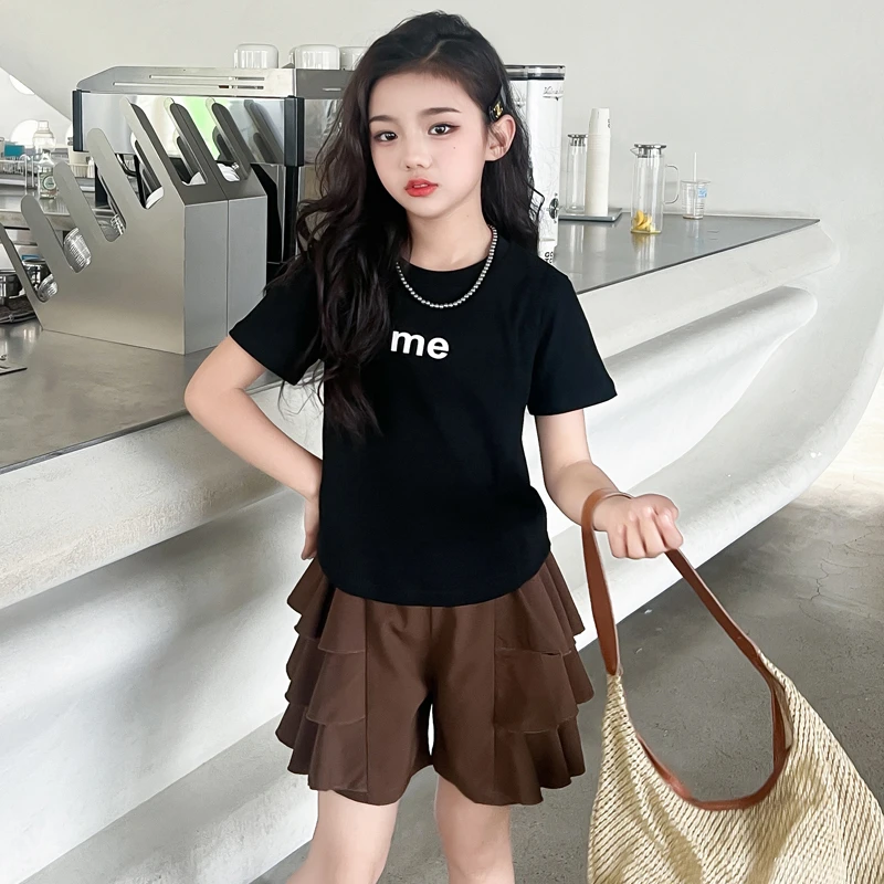 女童夏季新款儿童洋气小女孩印花短袖裙裤时尚韩版日系云朵裤套装