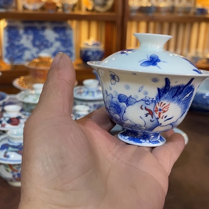 錡镇堂手工手绘盖碗