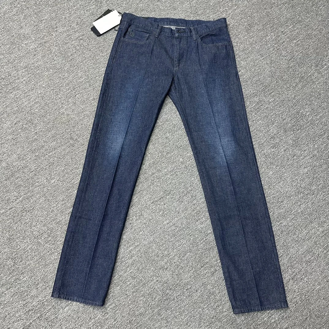 未使用 GIORGIO ARMANI/阿玛尼 阿玛尼蓝色棉水洗牛仔裤子 114398