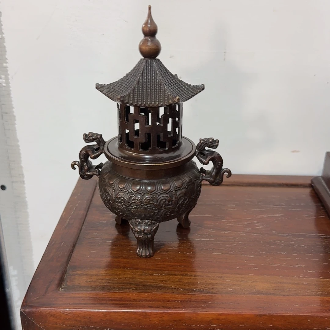 黄铜聚**士复古装饰摆件熏香炉高20厘米