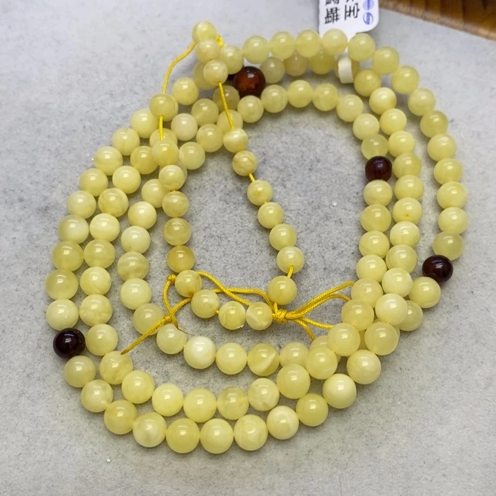 蜜蜡裸石未镶嵌串