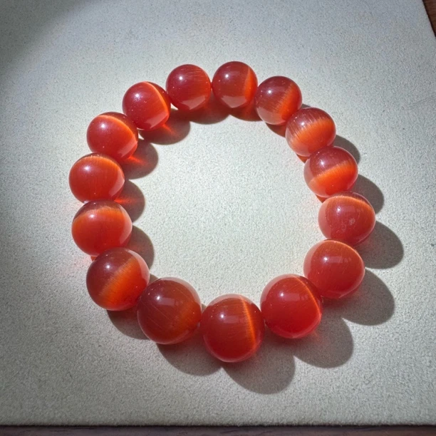 非金属珐琅手链 橘红色 1.4mi圆珠手串 C208
