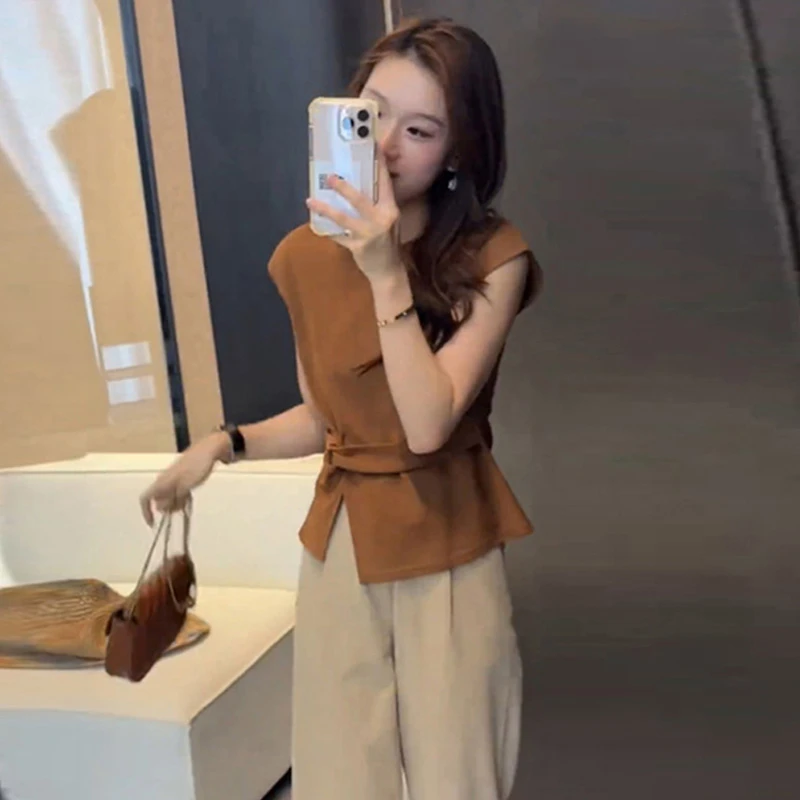 法式轻熟风气质时尚收腰显瘦上衣2025夏季新款洋气小衫休闲T恤女