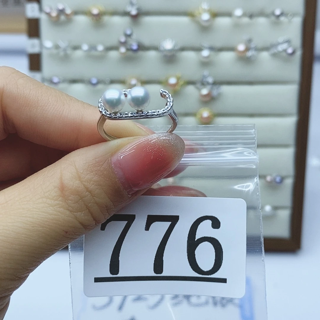 淡水珍珠戒指银S925镶嵌仙****~776