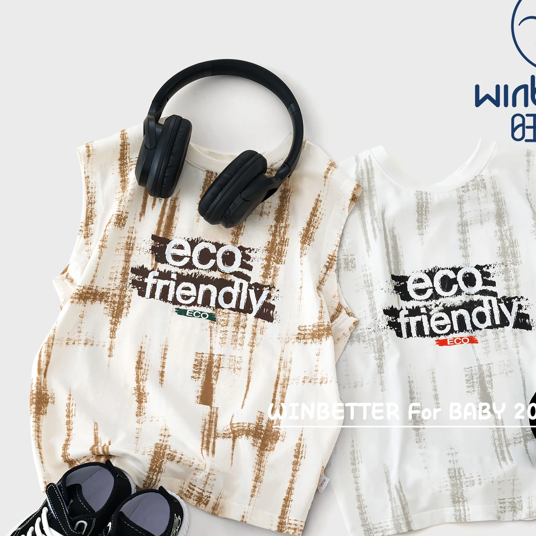 新款自家儿童颜料刷痕背心067063