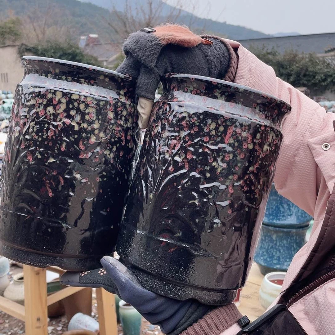 红陶王嫂花盆0214-黑风花