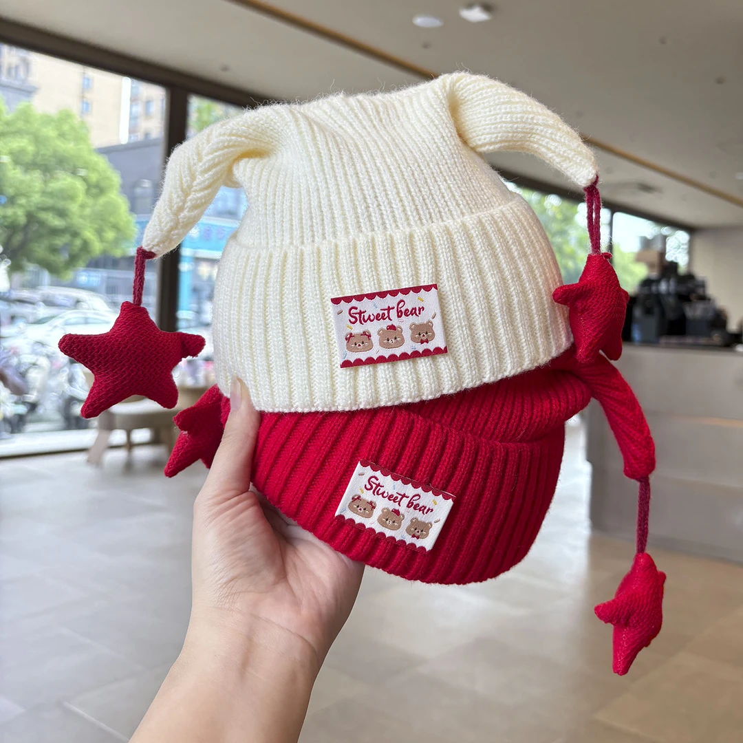 小精灵宝宝毛线帽秋冬韩保暖毛线帽婴男女幼儿触角针织可爱护耳帽