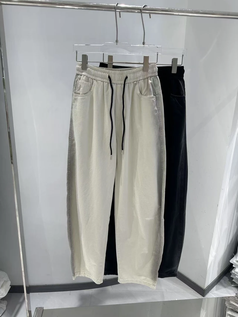 5192-【夏季新款】抽绳松紧腰头，直筒弯刀阔腿牛仔裤