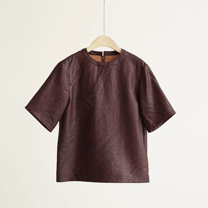 重磅香云纱100%桑蚕丝单口袋女士上衣（250822）