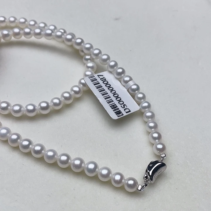 淡水珍珠银S925镶嵌颈饰卡5到6高品极光白雪公主丝绸光