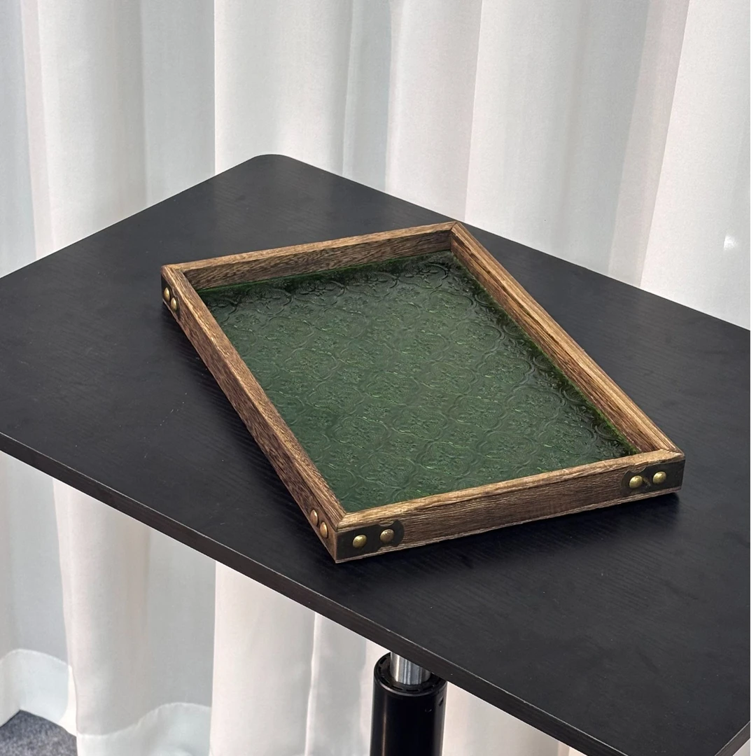 实木海棠花玻璃收纳盘5005-1