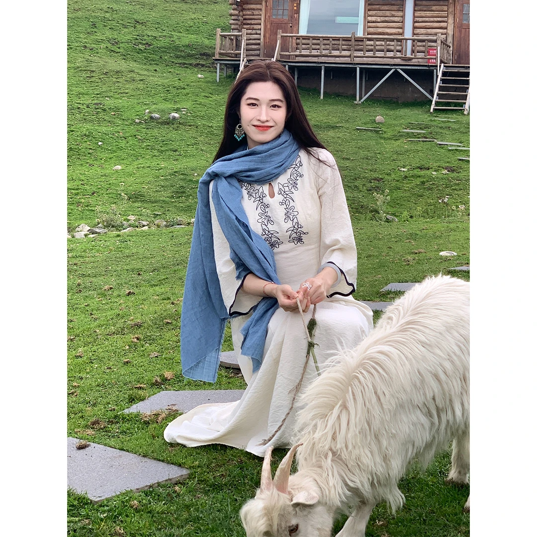 凌茜恣禾【二月天】新中式花丝绡长款不规则披肩百搭气质氛围感围巾