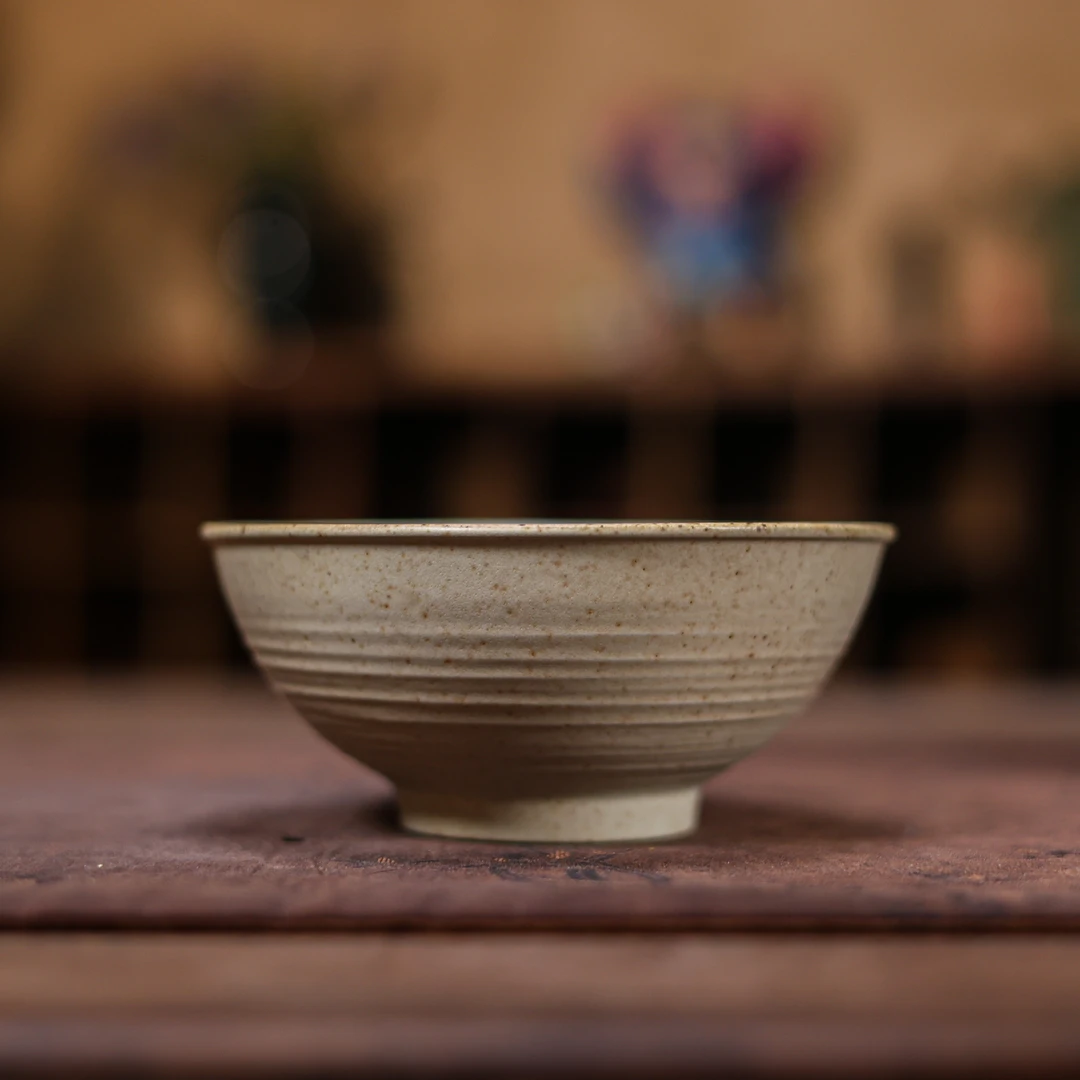 【悦生活】月白釉-灰念-刮纹碗-13.4*5.6CM茶道配件（灰念0717）