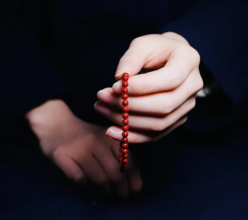 正品保真高含量朱砂红晶砂晶粉砂4mm手链