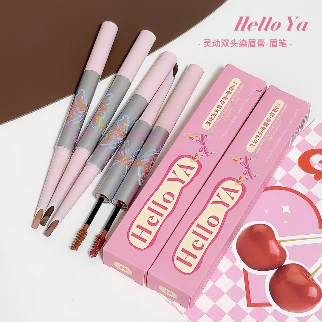 灵动双头染眉膏+眉笔二合一显色自然顺滑野生眉旋转不易晕染防汗