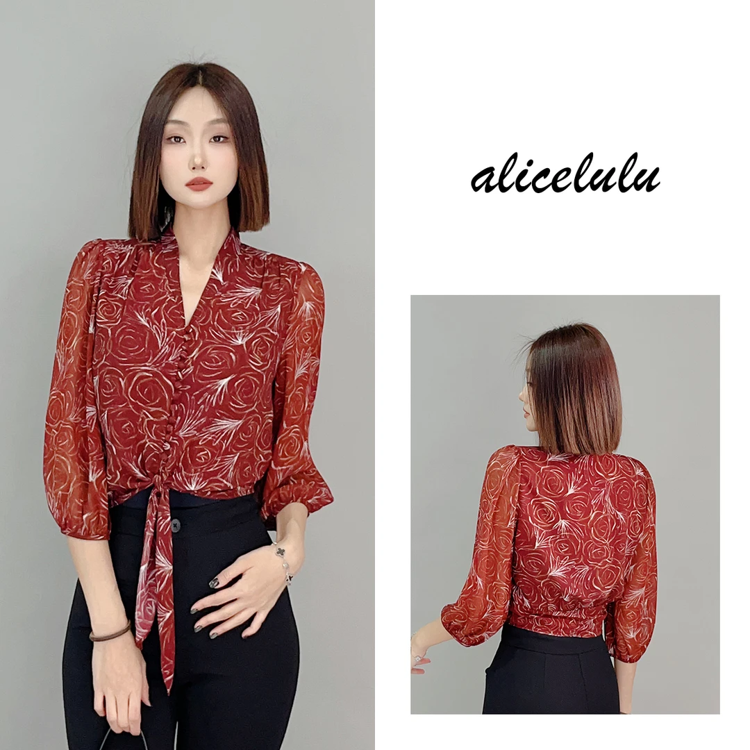 2 ALICE 花海衬衫 绑带设计 洋气浪漫 S2141461E