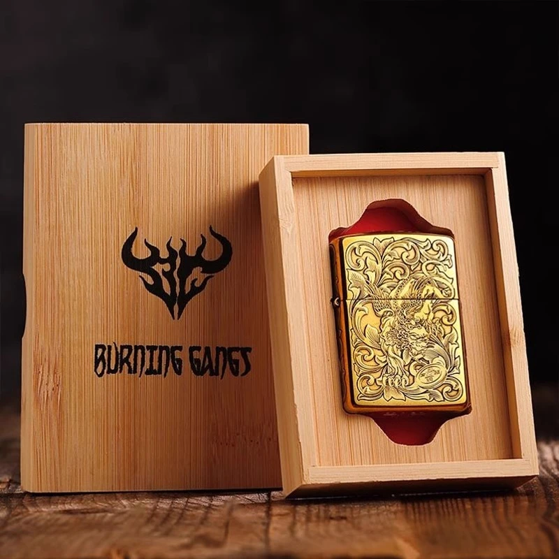 无品牌打火机财色双收防风煤油蚊版盔甲五面带木盒送礼DYH1X1