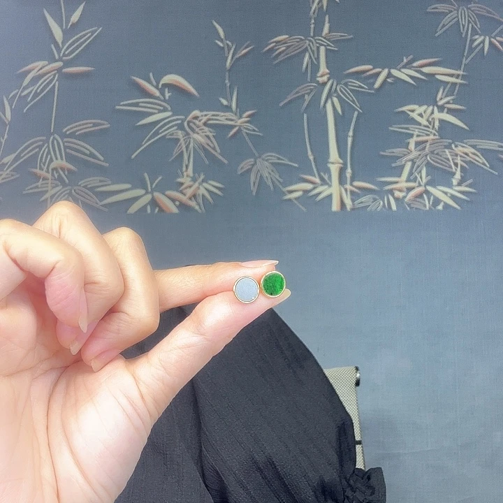 银S925镶嵌翡翠耳饰特价