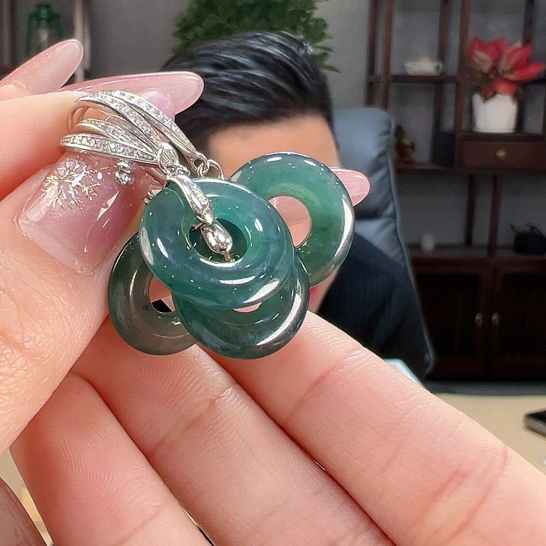 翡翠耳饰银S925镶嵌多样性发货一副