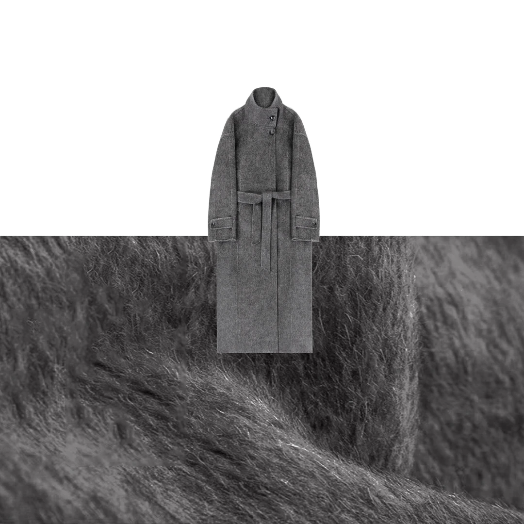 【闲暇时光】双面高端牦牛绒桑蚕丝中长款大衣