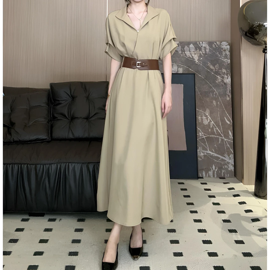 「思思」夏季新款法式气质V领轻熟时尚短袖套头连衣裙SHBZW651707