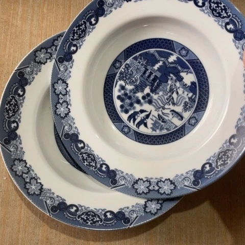 景德镇陶瓷红叶陶瓷8英寸深盘2个古典园林一代标