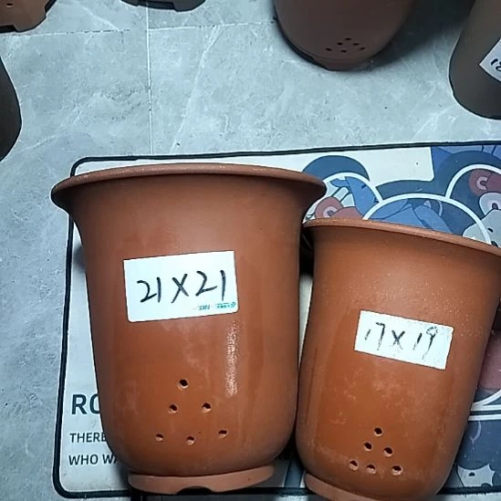 紫砂红泥金钟套盆一大一小