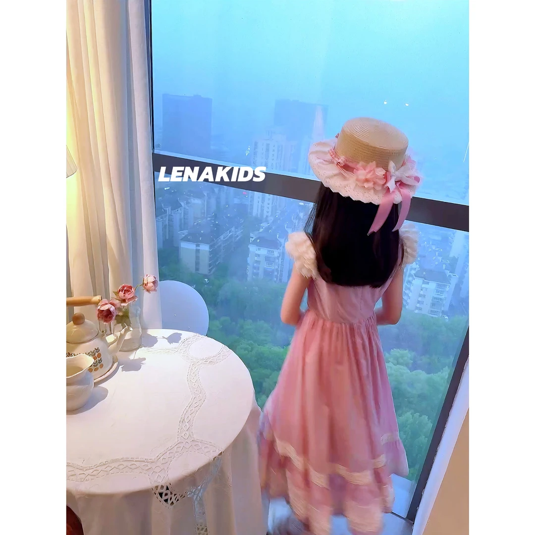 Lenakids【现货】【重工蕾丝花边·100%纯棉飞飞袖棉布裙】25042102