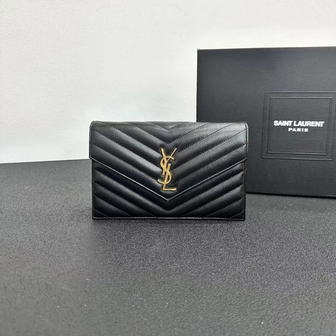 未使用 YSL/圣罗兰 壹所奢品/YSL 信封 鱼子酱 小号 黑金 闲置