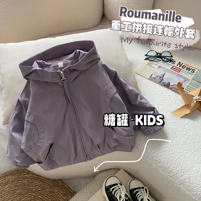 男童童冲锋衣外套春装儿童春秋季小女孩春款风衣徒步宝宝户外上衣